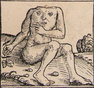 Criatura sin cabeza. Ilustración de las Crónicas de Nüremberg. (Fuente: Wikipedia Commons)